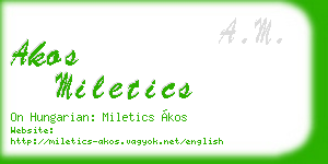 akos miletics business card